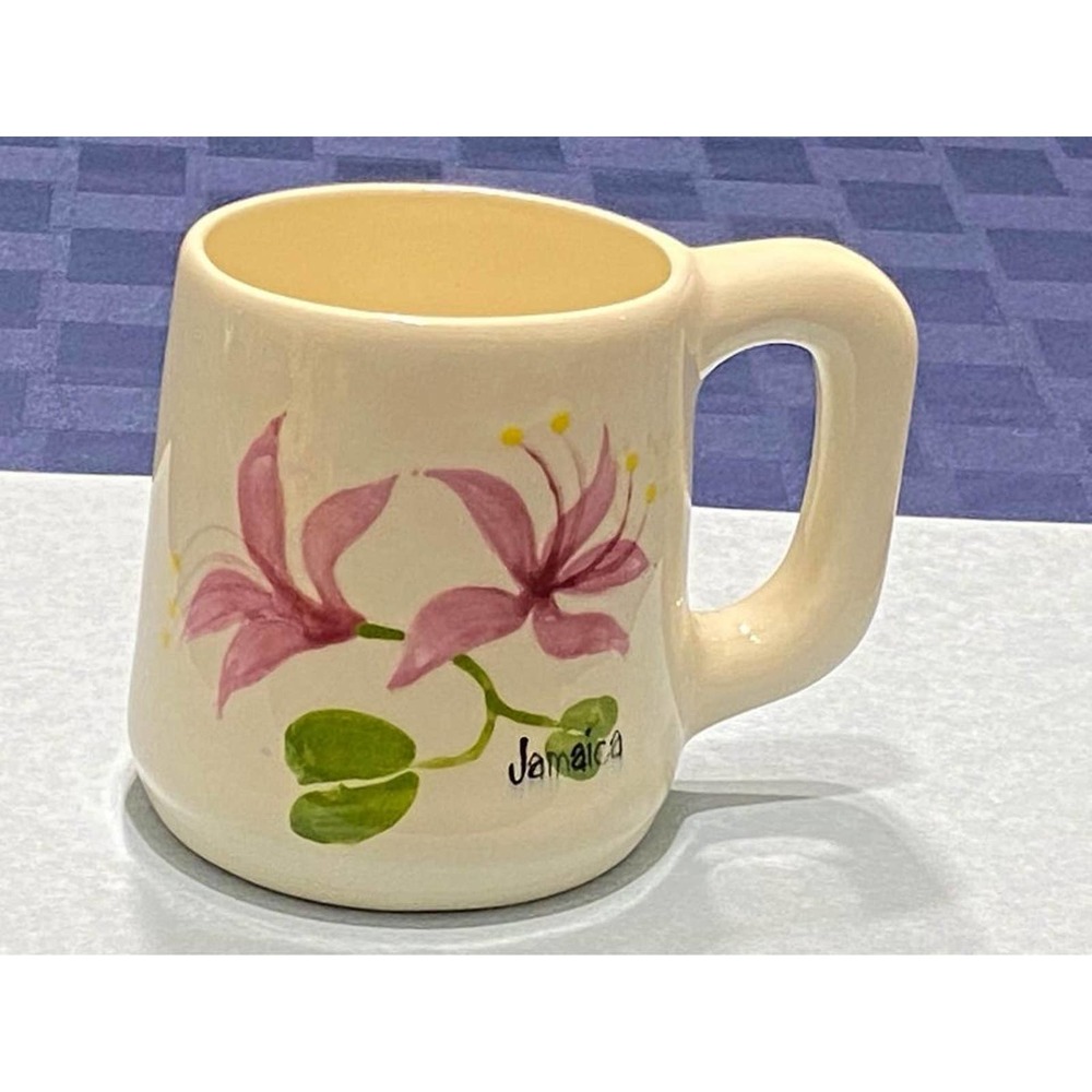 Handmade and Hand Painted‎ Flower Pottery Mug~ Jamaica
